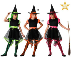 Fato Halloween Bruxa Riscas Sortido