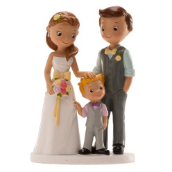 Figura Bolo Casamento Noivos com Menino 16cm
