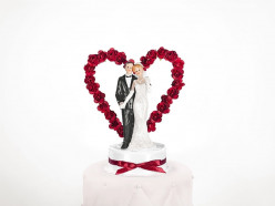 Figura Bolo Casamento Noivos Coração 16cm