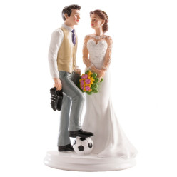 Figura Bolo Casamento Noivos Futebol 18cm