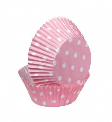 Forma de Papel Cupcake Rosa com bolinhas 75 unid