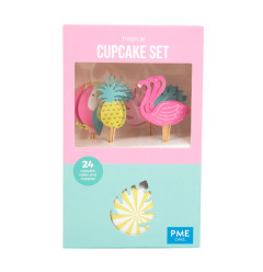 Formas Cupcake + Toppers Flamingo Tropical PME