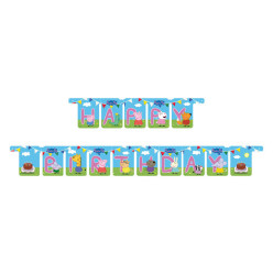 Grinalda Banner Happy Birthday Porquinha Peppa Festa