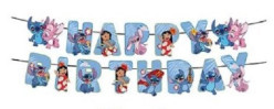 Grinalda Banner Happy Birthday Stitch e Angel