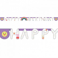 Grinalda Happy Birthday Porquinha Peppa Rainbow