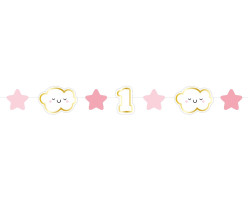 Grinalda Primeiro Aniversário Nuvem Rosa
