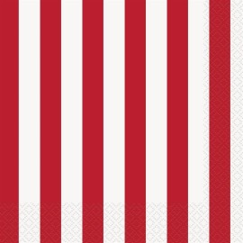 Guardanapos Riscas Vermelhas e Brancas – 16 Und