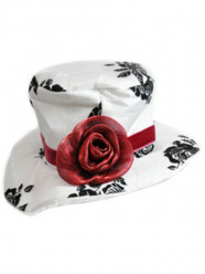 Mini Chapéu Branco com Rosas