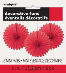 Mini Leques Decorativos Vermelhos - 3 und