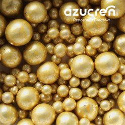 Mix Pérolas Ouro Metalizadas 90gr - 4 a 8 mm
