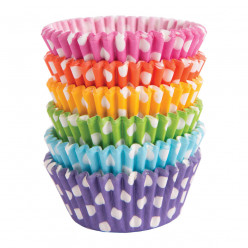 Pack 150 Forminhas  de papel c/ bolinhas de cores sortidas