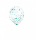 Pack 6 balões 12" Azul Turquesa com Confettis