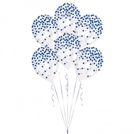 Pack 6 balões Latex Confetti Impresso Azul