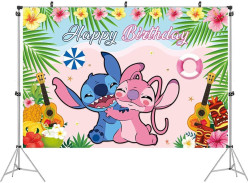 Painel Decorativo Stitch e Angel Beach 100x150cm