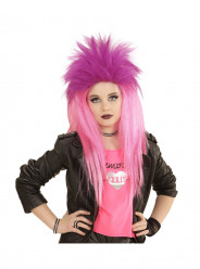 Peruca de punk rosa fluorescente