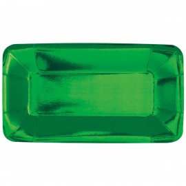 Pratos Aperitivos Verdes Rectangulares – 8 Und