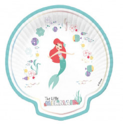 Pratos Concha Princesa sereia Ariel Under the Sea 4 unid