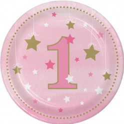 Pratos O Meu Primeiro Aniversário 8 unid menina