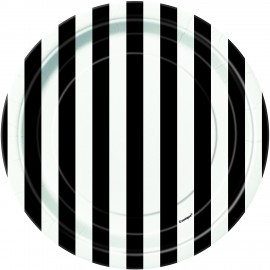 Pratos Riscas Preto e Branco 23cm – 8 Und