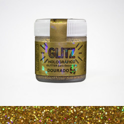 Purpurina Glitz Holográfico Dourado Fab 5g