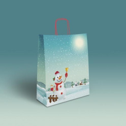 Saco Papel Natal Snowman 25x10x32 Cm