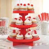 Stand 3 andares Cupcakes 29cm - Vermelho