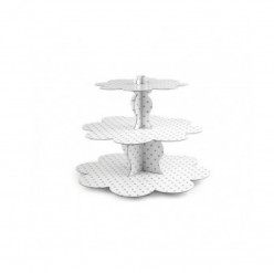 Stand 3 andares Cupcakes Branco com Bolinhas