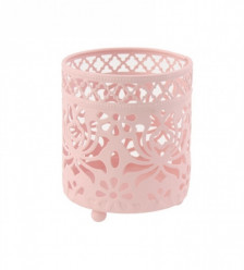 Suporte Velas Metal Rosa Pastel