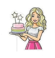 Topper Bolo Barbie Happy Birthday