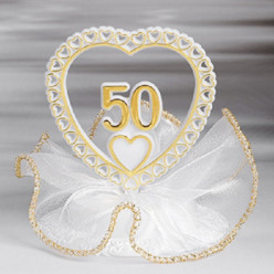 Topper Bolo Coração 50 anos Casados