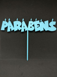 Topper de Bolo Parabéns Azul Candles