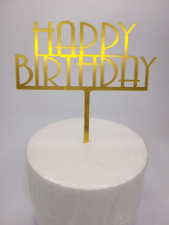 Topper Happy Birthday Dourado - Mod. 10
