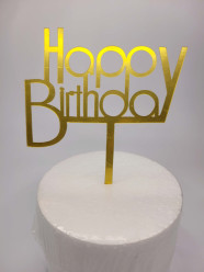 Topper Happy Birthday Dourado - Mod. 12