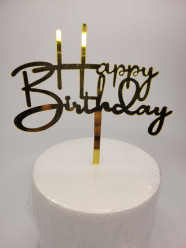 Topper Happy Birthday Dourado - Mod. 14