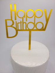 Topper Happy Birthday Dourado - Mod. 2