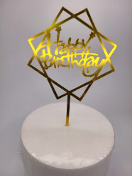 Topper Happy Birthday Dourado - Mod. 3