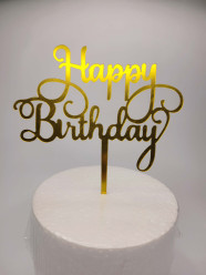 Topper Happy Birthday Dourado - Mod. 4