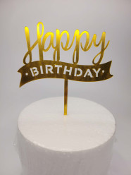 Topper Happy Birthday Dourado - Mod. 5