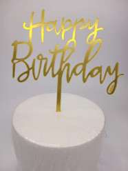 Topper Happy Birthday Dourado - Mod. 6