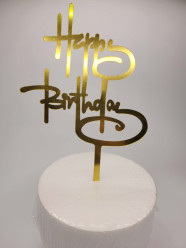 Topper Happy Birthday Dourado - Mod. 7