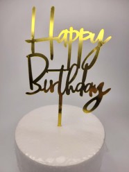 Topper Happy Birthday Dourado - Mod. 8