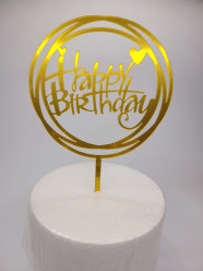 Topper Happy Birthday Dourado - Mod. 9