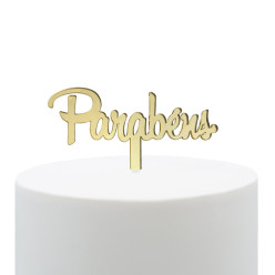 Topper Ouro Parabéns - Pequeno