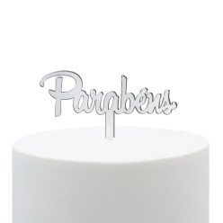 Topper Prata Parabéns - Pequeno