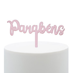 Topper Rosa Gold Parabéns