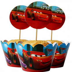 Toppers + Invólucros Cupcakes Cars - 12 und