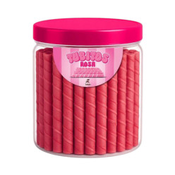 Tubinhos Bolacha Wafer Rosa 300gr