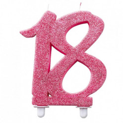 Vela Aniversário 18 anos Rosa Glitter