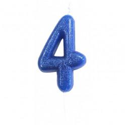 Vela Aniversário Azul Glitter Nº 4