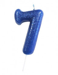 Vela Aniversário Azul Glitter Nº 7